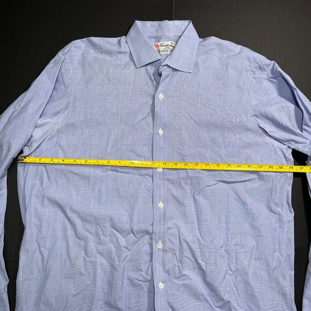 Turnbull & Asser Size 17-43 Button Down Long Sleeve Dress Shirt Blue Checkered - Picture 7 of 7